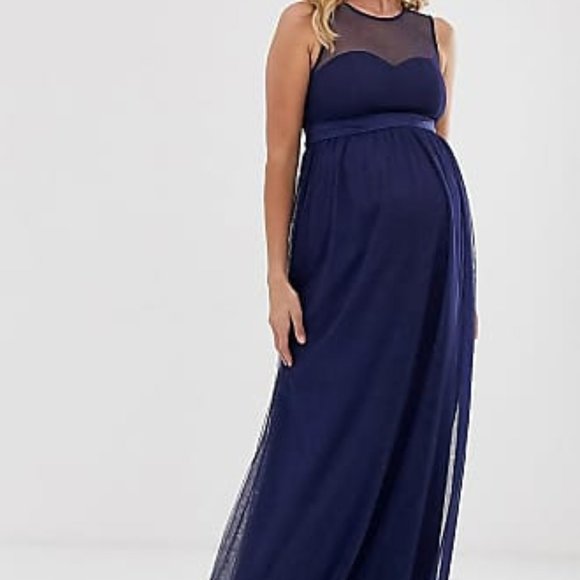 - Navy Blue Event Maxi Bridesmaid Gown Maternity 4 - Picture 3 of 8